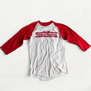 Vintage Winston Bowling 3/4 Sleeve Tee in Red and White